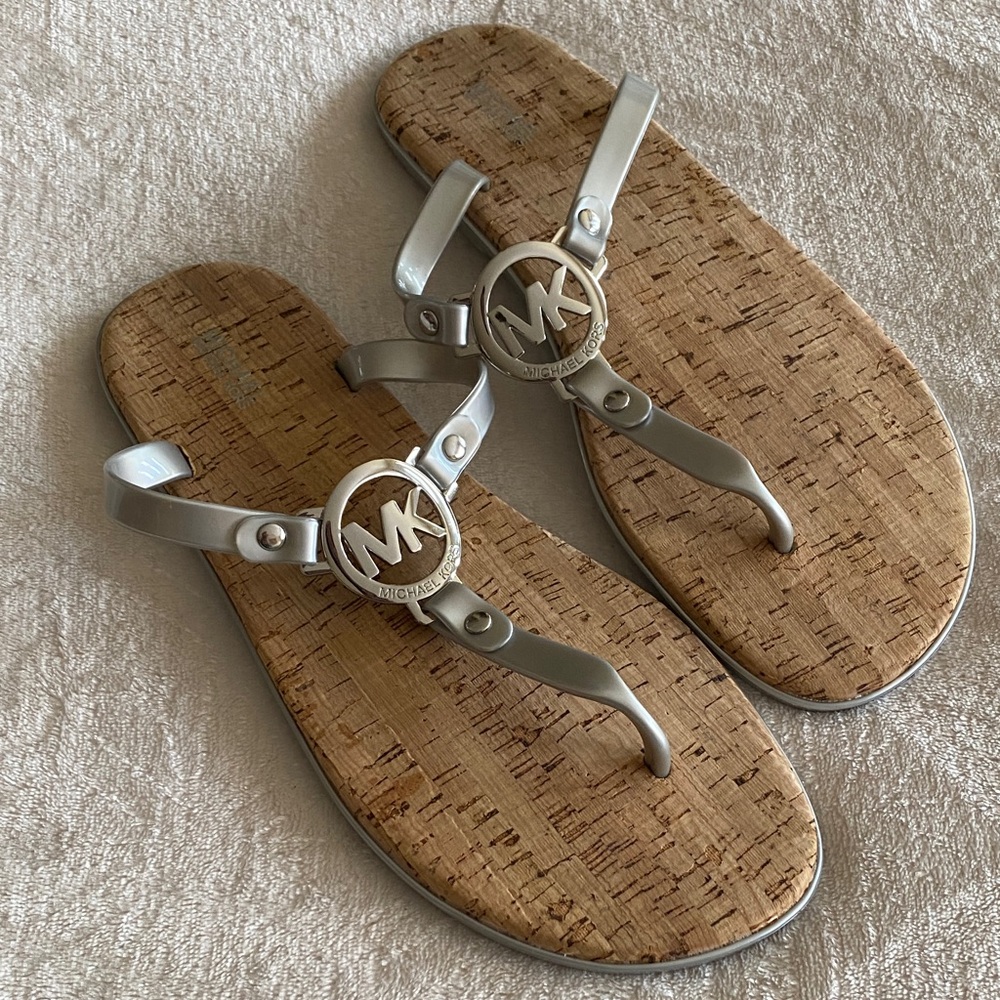 Michael Kors Silver and Brown Sandals